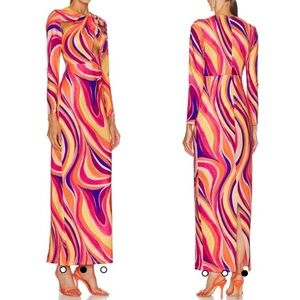 Yaura Ekua Maxi Dress Kaleidoscope Print Cutout Statement 70’s Evening Event